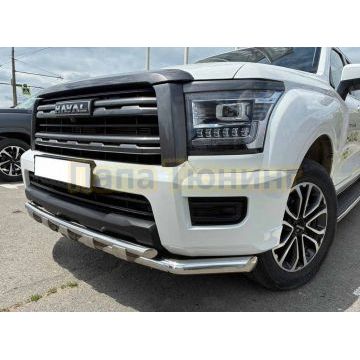 Защита передего бампера двойная с перемычками  Папа Тюнинг d60/42 для Haval H5 2024-