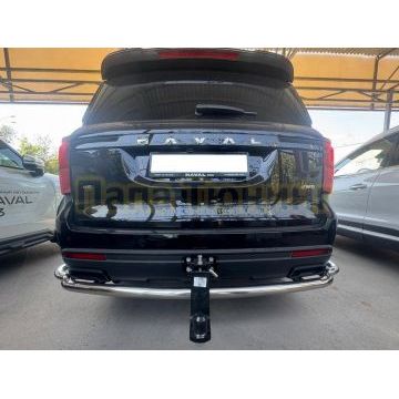 Защита заднего бампера угловая большая двойная Папа Тюнинг d60/42 для Haval H5 2024-