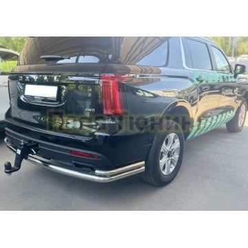 Защита заднего бампера угловая большая двойная Папа Тюнинг d60/42 для Haval H5 2024-