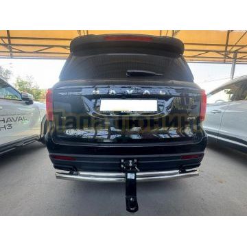 Защита заднего бампера двойная Папа Тюнинг d60/42 для Haval H5 2024-
