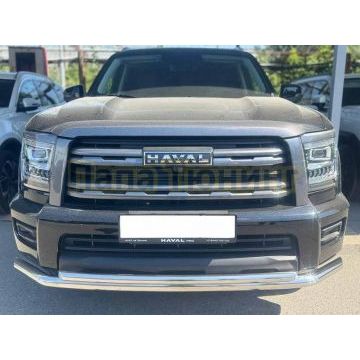 Защита переднего бампера двойная Папа Тюнинг d60/42 для Haval H5 2024-