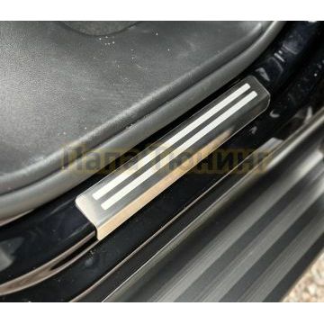 Накладки на пороги (лист шлифованный с полосой) 4шт ТСС для Haval H7 2024-