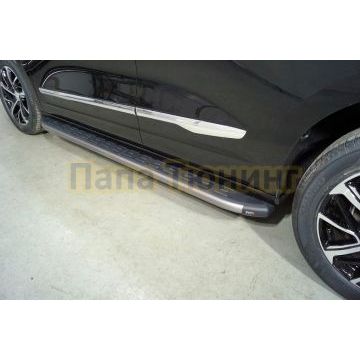 Пороги алюминиевые с пластиковой накладкой (карбон серые) 1820 мм ТСС для Haval H7 2024- Пороги алюминиевые с пластиковой накладкой (карбон серые) 1820 мм ТСС для Haval H7 2024-
