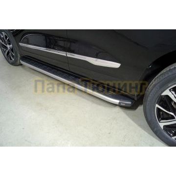 Пороги алюминиевые с пластиковой накладкой (карбон серебро) 1820 мм ТСС для Haval H7 2024- Пороги алюминиевые с пластиковой накладкой (карбон серебро) 1820 мм ТСС для Haval H7 2024-