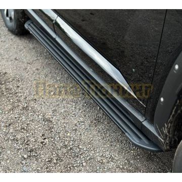 Пороги алюминиевые "Slim Line Black" 1820 мм ТСС для Haval H7 2024-