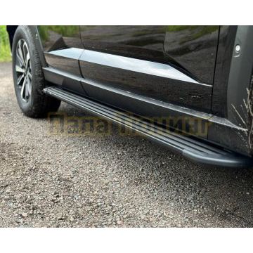 Пороги алюминиевые "Slim Line Black" 1820 мм ТСС для Haval H7 2024-