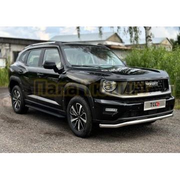 Пороги алюминиевые "Slim Line Black" 1820 мм ТСС для Haval H7 2024-