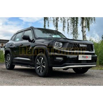 Пороги алюминиевые "Slim Line Black" 1820 мм ТСС для Haval H7 2024-