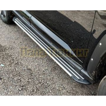 Пороги алюминиевые "Slim Line Silver" 1820 мм ТСС для Haval H7 2024-