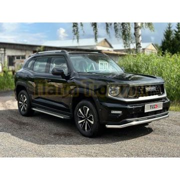 Пороги алюминиевые "Slim Line Silver" 1820 мм ТСС для Haval H7 2024-