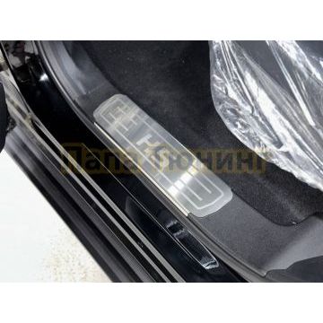 Накладки на пластиковые пороги (лист шлифованный надпись H5) 4шт ТСС для Haval H5 2024-