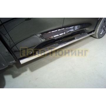 Пороги овальные с накладкой 120х60 мм ТСС для Great Wall POER 2021-2024 / 2025- Пороги овальные с накладкой 120х60 мм ТСС для Great Wall POER 2021-2024 / 2025-