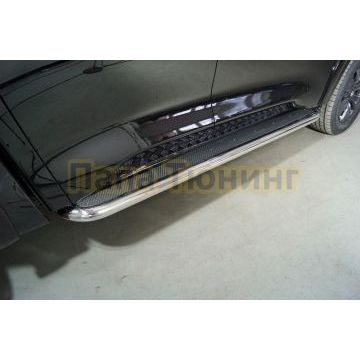 Пороги с площадкой (нерж. лист) 60,3 мм ТСС для Great Wall POER 2021-2024 / 2025- Пороги с площадкой (нерж. лист) 60,3 мм ТСС для Great Wall POER 2021-2024 / 2025-