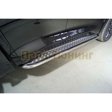 Пороги с площадкой 75х42 мм ТСС для Great Wall POER 2021-2024 / 2025- Пороги с площадкой 75х42 мм ТСС для Great Wall POER 2021-2024 / 2025-