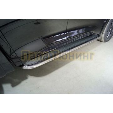 Пороги с площадкой (нерж. лист) 75х42 мм ТСС для Great Wall POER 2021-2024 / 2025- Пороги с площадкой (нерж. лист) 75х42 мм ТСС для Great Wall POER 2021-2024 / 2025-