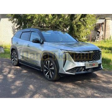 Пороги алюминиевые "Slim Line Black" 1820 мм ТСС для Geely Atlas 2023-