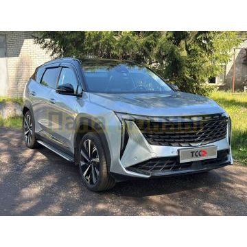 Пороги алюминиевые "Slim Line Silver" 1820 мм ТСС для Geely Atlas 2023-