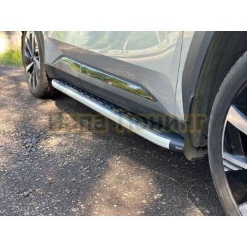 Пороги алюминиевые с пластиковой накладкой 1820 мм ТСС для Geely Atlas 2023-