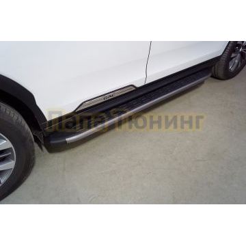 Пороги алюминиевые с пластиковой накладкой (карбон серые) 1920 мм ТСС для Gac GS8 2025- Пороги алюминиевые с пластиковой накладкой (карбон серые) 1920 мм ТСС для Gac GS8 2025-