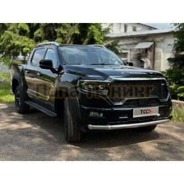 Пороги алюминиевые "Slim Line Black" 2120 мм ТСС для Foton Tunland V9 2025-