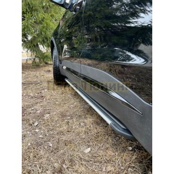 Пороги алюминиевые "Slim Line Silver" 1500 мм ТСС для Chery Tiggo 7 PRO MAX 2025-