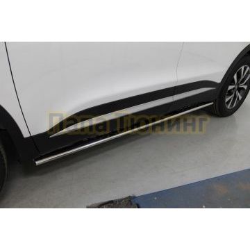 Пороги овальные с проступью 75х42 мм ТСС для Chery Tiggo 7 PRO MAX 2025-