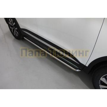 Пороги с площадкой (нерж. лист) 42,4 мм ТСС для Chery Tiggo 7 PRO MAX 2025-