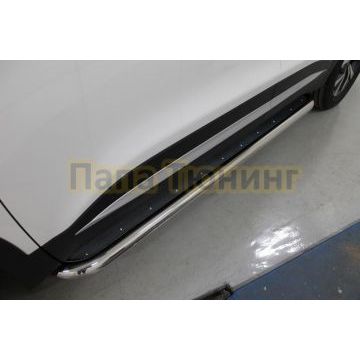 Пороги с площадкой (нерж. лист) 60,3 мм ТСС для Chery Tiggo 7 PRO MAX 2025-