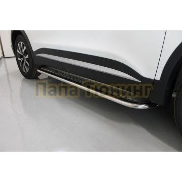 Пороги с площадкой 75х42 мм ТСС для Chery Tiggo 7 PRO MAX 2025-