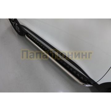 Пороги с площадкой (нерж. лист) 75х42 мм ТСС для Chery Tiggo 7 PRO MAX 2025-