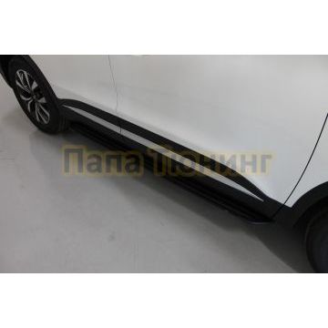 Пороги алюминиевые "Slim Line Black" 1720 мм ТСС для Chery Tiggo 7 PRO MAX 2025-