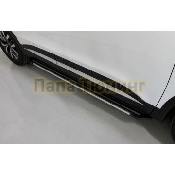 Пороги алюминиевые "Slim Line Silver" 1720 мм ТСС для Chery Tiggo 7 PRO MAX 2025-