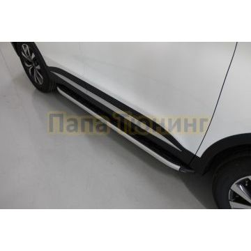 Пороги алюминиевые с пластиковой накладкой 1720 мм ТСС для Chery Tiggo 7 PRO MAX 2025-