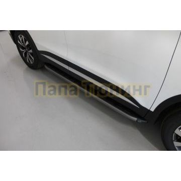 Пороги алюминиевые с пластиковой накладкой (карбон серые) 1720 мм ТСС для Chery Tiggo 7 PRO MAX 2025-