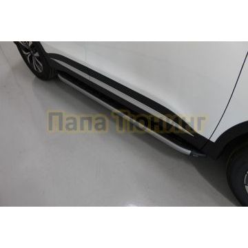Пороги алюминиевые с пластиковой накладкой (карбон серебро) 1720 мм ТСС для Chery Tiggo 7 PRO MAX 2025-