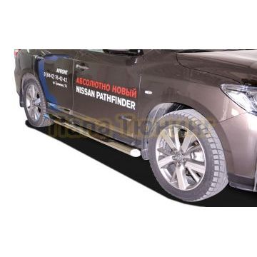 Пороги труба с проступью Папа Тюнинг d76 для Nissan Pathfinder 2015-