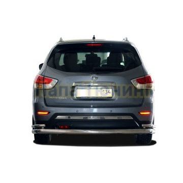 Защита заднего бампера угловая двойная большая Папа Тюнинг d76/42 для Nissan Pathfinder 2015-