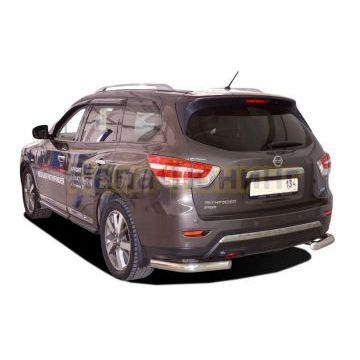 Защита заднего бампера угловая Папа Тюнинг d76 для Nissan Pathfinder 2015-