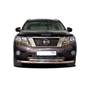Защита переднего бампера двойная Папа Тюнинг d76/60 для Nissan Pathfinder 2015-