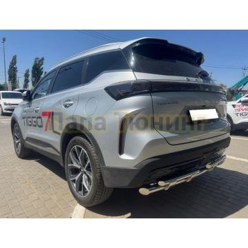 Защита заднего бампера двойная с перемычками Папа Тюнинг d60/42 для Chery Tiggo 7L 2025-