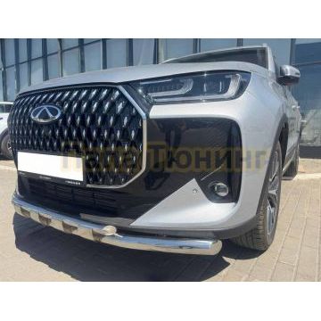 Защита переднего бампера двойная с перемычками Папа Тюнинг d60/42 для Chery Tiggo 7L 2025-