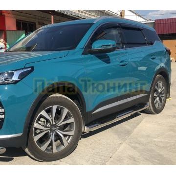 Пороги труба с проступью Папа Тюнинг d76 для Chery Tiggo 7L 2025-