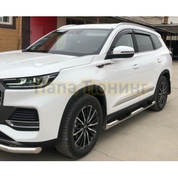 Пороги труба с проступью Папа Тюнинг d76 для XCITE X-Cross 8 2025-