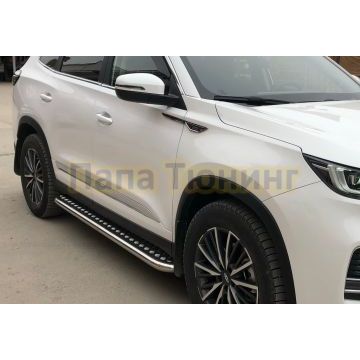 Пороги с накладным листом Папа Тюнинг d53 для XCITE X-Cross 8 2025-