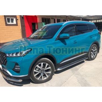 Пороги с накладным листом Папа Тюнинг d53 для XCITE X-Cross 7 2024-