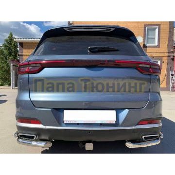 Защита заднего бампера угловая двойная Папа Тюнинг d60/42 для XCITE X-Cross 7 2024-