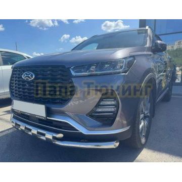 Защита переднего бампера двойная с перемычками Папа Тюнинг d60/42 для XCITE X-Cross 7 2024-