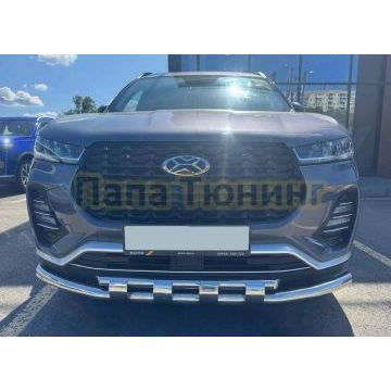 Защита переднего бампера двойная с перемычками Папа Тюнинг d60/42 для XCITE X-Cross 7 2024-