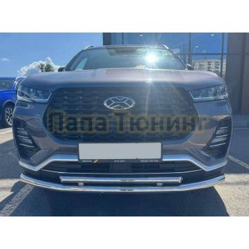 Защита переднего бампера двойная Папа Тюнинг d60/42 для XCITE X-Cross 7 2024-