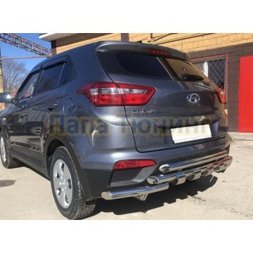 Защита заднего бампера G тройная d60/60/60 Папа Тюнинг для Hyundai Creta 2016-2021